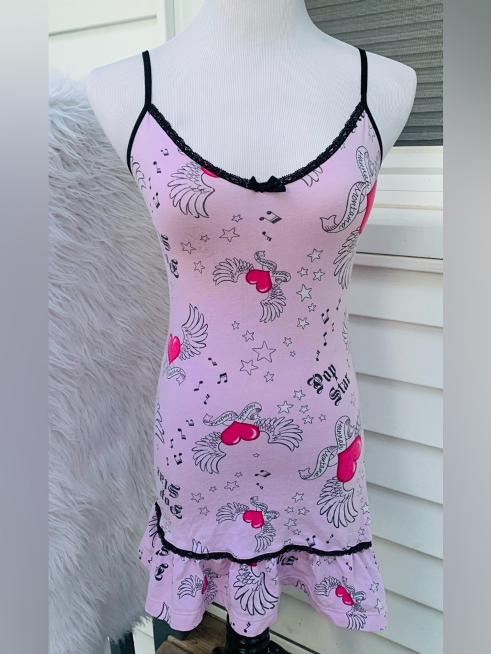 Vintage Y2K Disney Hannah Montana RARE MileyCyrus Archives Nightie POP STAR SLIP